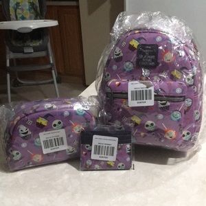 Purple lounge fly NBC mini backpack purse set